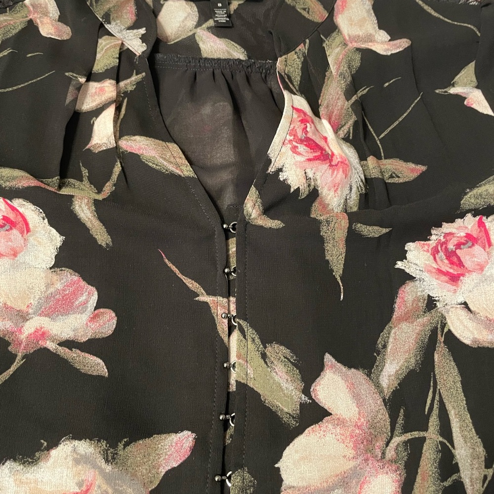 White House Black Market Black Floral Blouse - Picture 10 of 14